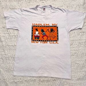 Vintage 90s Harlem NY Jamaican Dance Graphic Tee White L